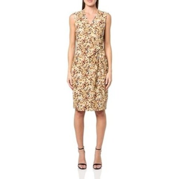 Kasper Women's Petite Sleeveless Signature Wrap, Daffodil/Vanilla ICE Multi, 14P - Picture 1 of 3